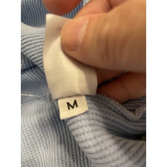 Soul SoulCycle Shirt Size M Blue Spelllout Logo Waffle Weave Crop Top Smiley - Picture 6 of 8